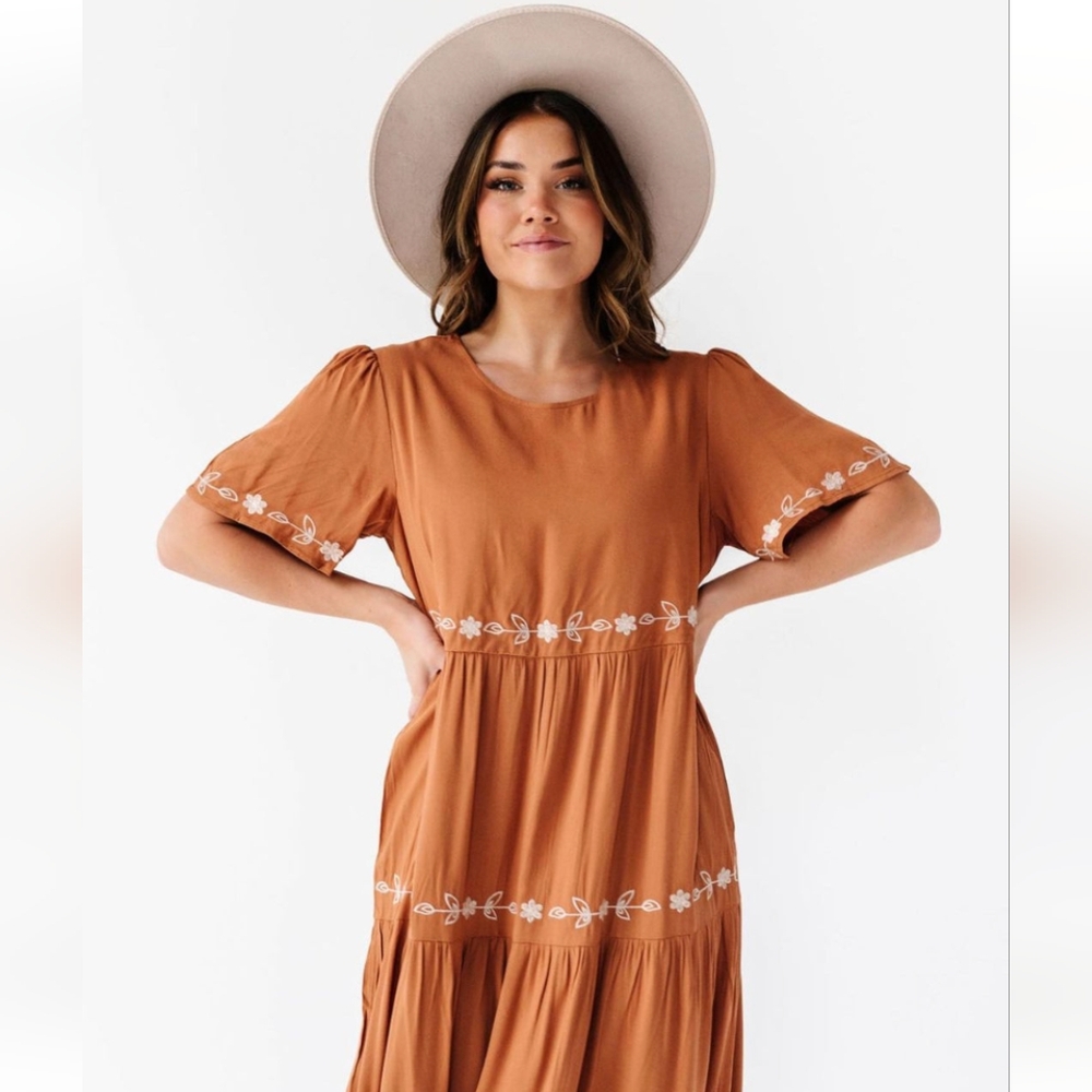 Embroidered Midi Dress